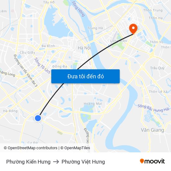 Phường Kiến Hưng to Phường Việt Hưng map