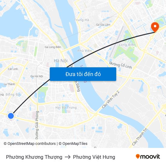 Phường Khương Thượng to Phường Việt Hưng map
