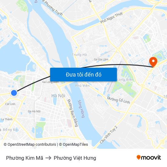 Phường Kim Mã to Phường Việt Hưng map