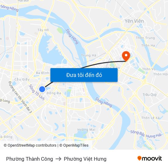 Phường Thành Công to Phường Việt Hưng map