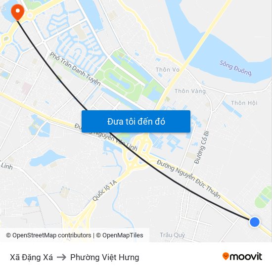 Xã Đặng Xá to Phường Việt Hưng map