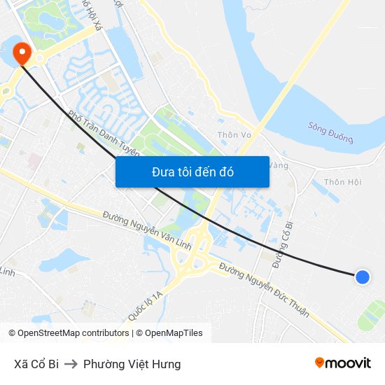 Xã Cổ Bi to Phường Việt Hưng map