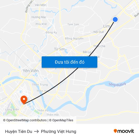 Huyện Tiên Du to Phường Việt Hưng map