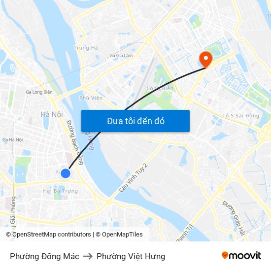 Phường Đống Mác to Phường Việt Hưng map