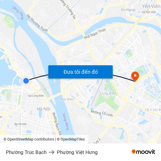 Phường Trúc Bạch to Phường Việt Hưng map