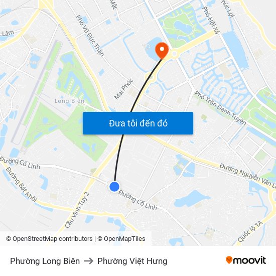 Phường Long Biên to Phường Việt Hưng map