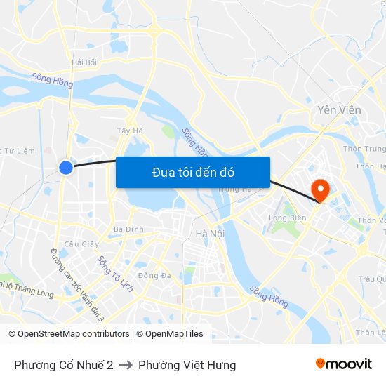 Phường Cổ Nhuế 2 to Phường Việt Hưng map