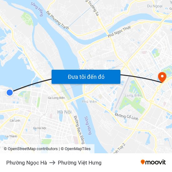 Phường Ngọc Hà to Phường Việt Hưng map