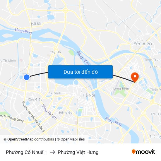 Phường Cổ Nhuế 1 to Phường Việt Hưng map