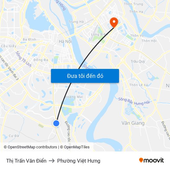 Thị Trấn Văn Điển to Phường Việt Hưng map