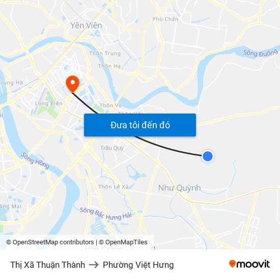 Thị Xã Thuận Thành to Phường Việt Hưng map