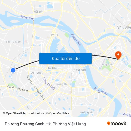 Phường Phương Canh to Phường Việt Hưng map