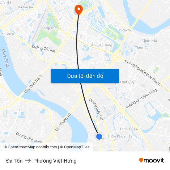 Đa Tốn to Phường Việt Hưng map