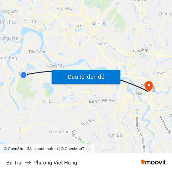 Ba Trại to Phường Việt Hưng map