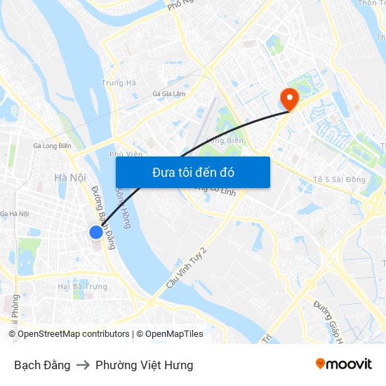 Bạch Đằng to Phường Việt Hưng map