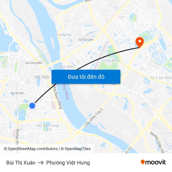 Bùi Thị Xuân to Phường Việt Hưng map