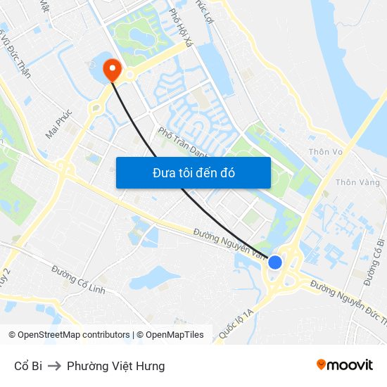 Cổ Bi to Phường Việt Hưng map