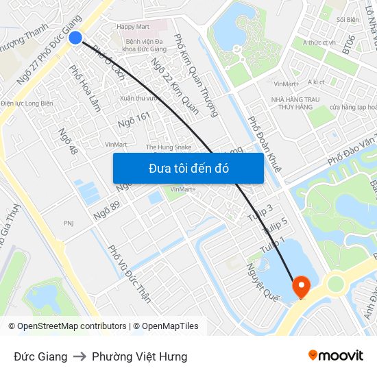 Đức Giang to Phường Việt Hưng map
