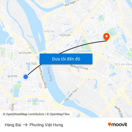 Hàng Bài to Phường Việt Hưng map