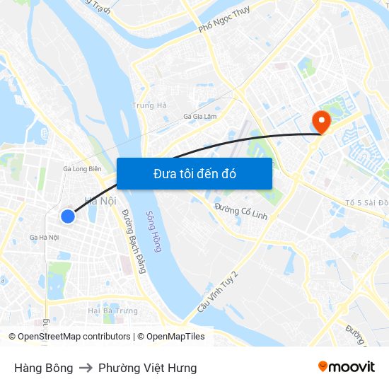 Hàng Bông to Phường Việt Hưng map