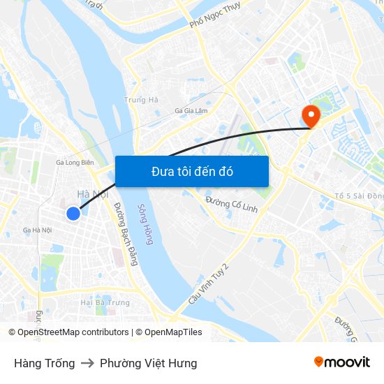 Hàng Trống to Phường Việt Hưng map