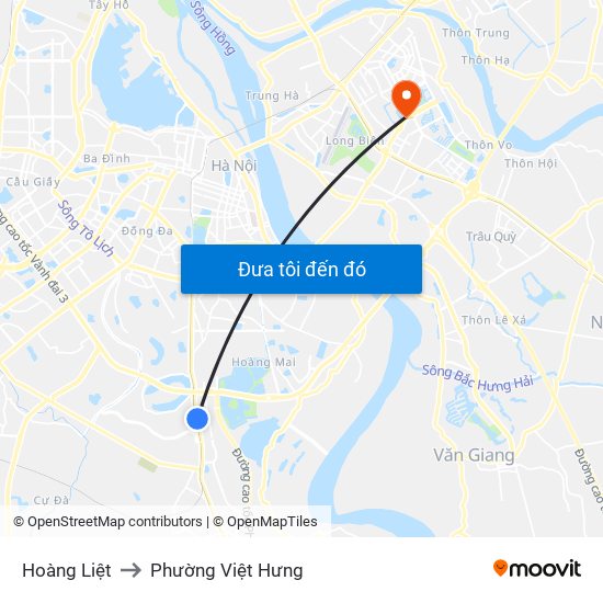 Hoàng Liệt to Phường Việt Hưng map