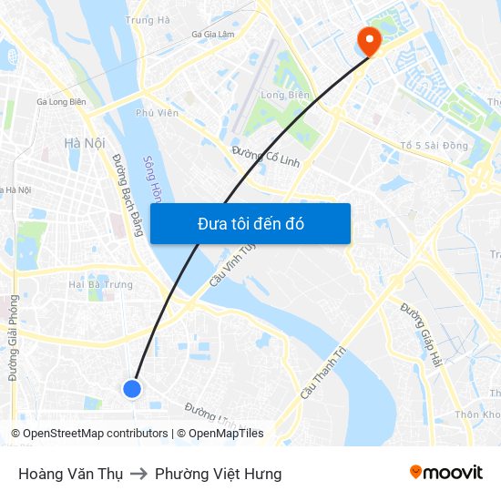 Hoàng Văn Thụ to Phường Việt Hưng map