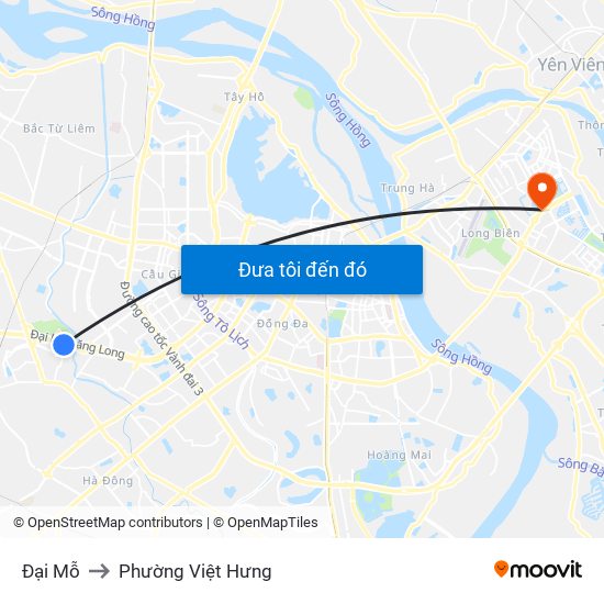Đại Mỗ to Phường Việt Hưng map