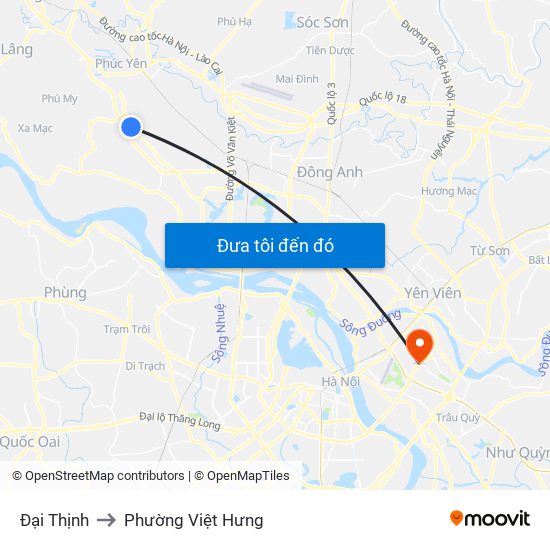 Đại Thịnh to Phường Việt Hưng map