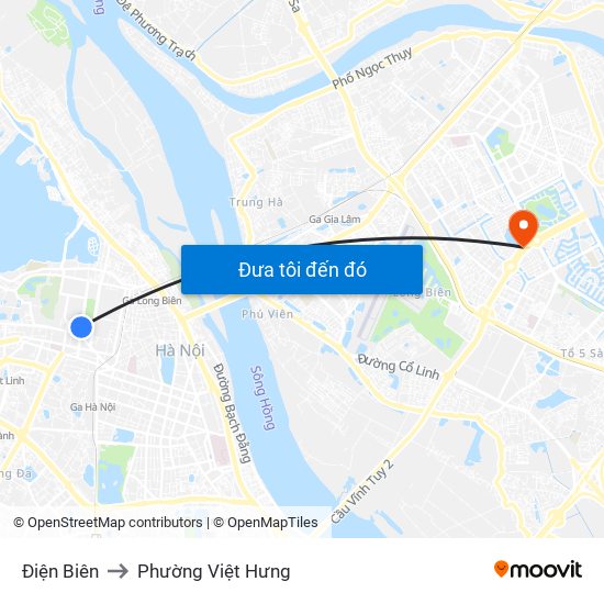 Điện Biên to Phường Việt Hưng map