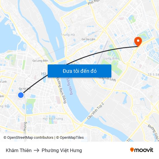 Khâm Thiên to Phường Việt Hưng map