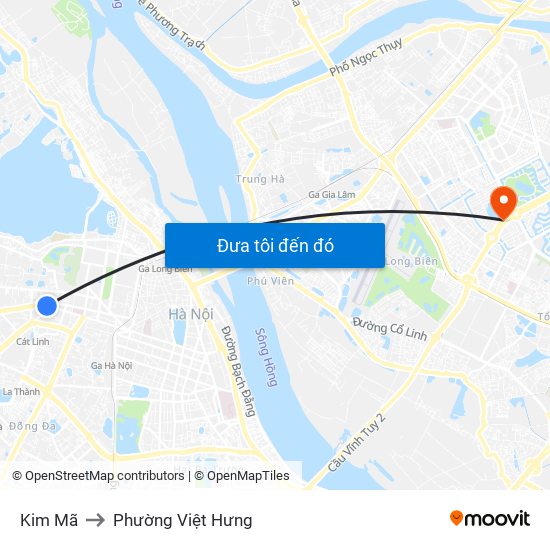 Kim Mã to Phường Việt Hưng map