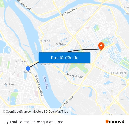 Lý Thái Tổ to Phường Việt Hưng map