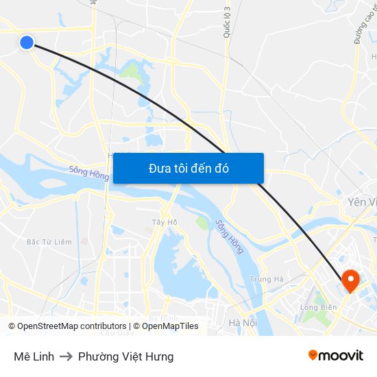 Mê Linh to Phường Việt Hưng map
