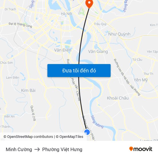 Minh Cường to Phường Việt Hưng map