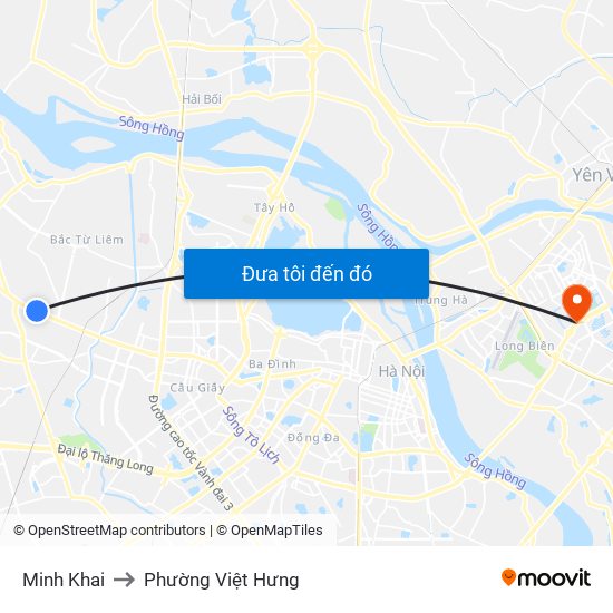 Minh Khai to Phường Việt Hưng map