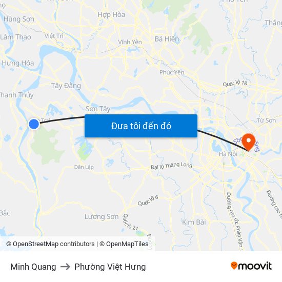 Minh Quang to Phường Việt Hưng map