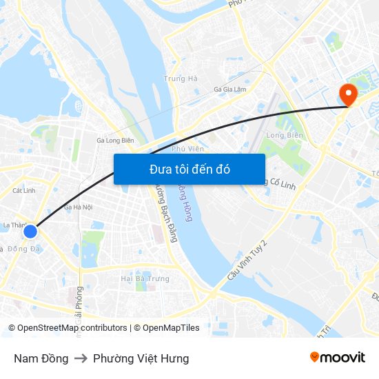 Nam Đồng to Phường Việt Hưng map