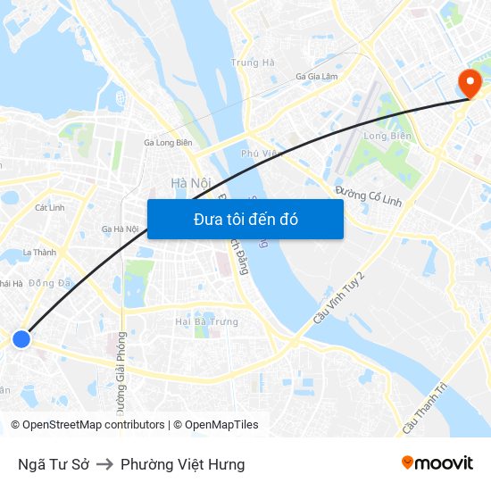 Ngã Tư Sở to Phường Việt Hưng map