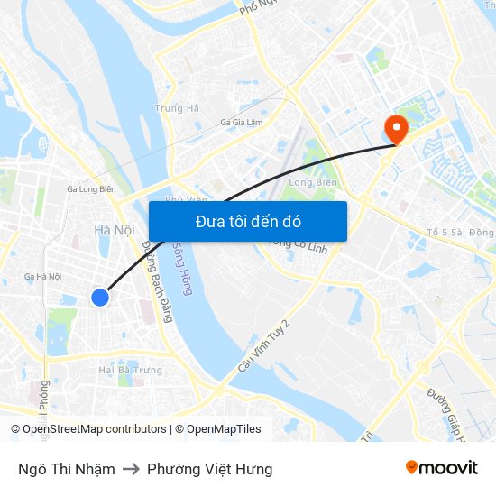 Ngô Thì Nhậm to Phường Việt Hưng map