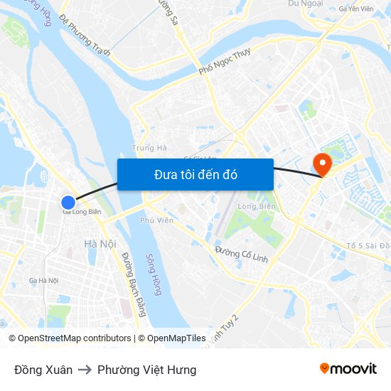 Đồng Xuân to Phường Việt Hưng map