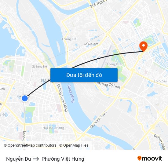 Nguyễn Du to Phường Việt Hưng map