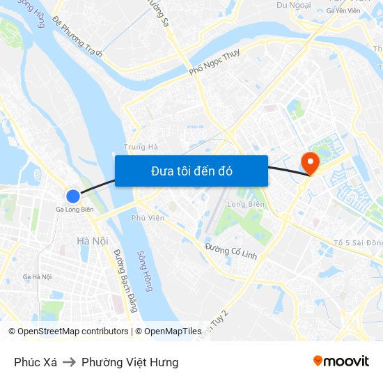 Phúc Xá to Phường Việt Hưng map