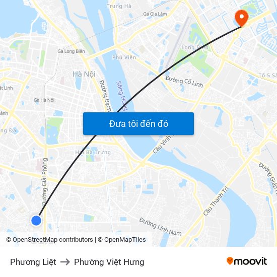 Phương Liệt to Phường Việt Hưng map