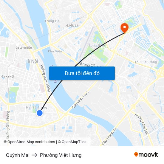 Quỳnh Mai to Phường Việt Hưng map