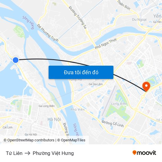 Tứ Liên to Phường Việt Hưng map