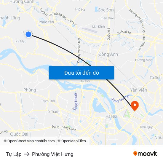 Tự Lập to Phường Việt Hưng map
