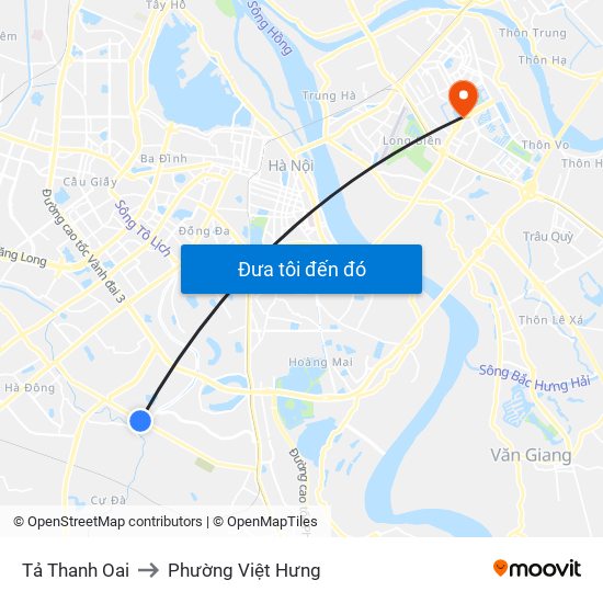 Tả Thanh Oai to Phường Việt Hưng map