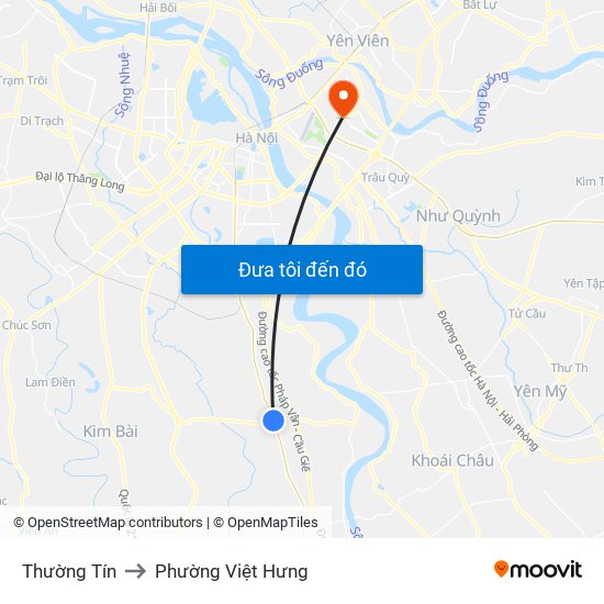 Thường Tín to Phường Việt Hưng map