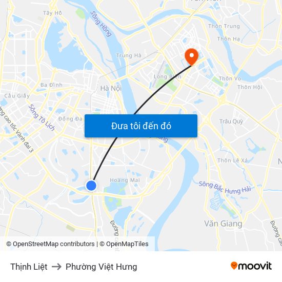 Thịnh Liệt to Phường Việt Hưng map